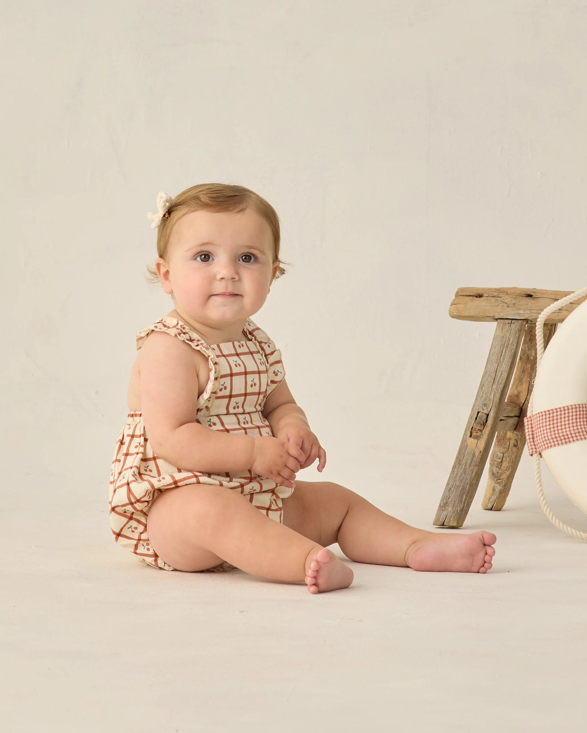 Chiara Romper in Cherry Check - Doodlebug's Children's Boutique