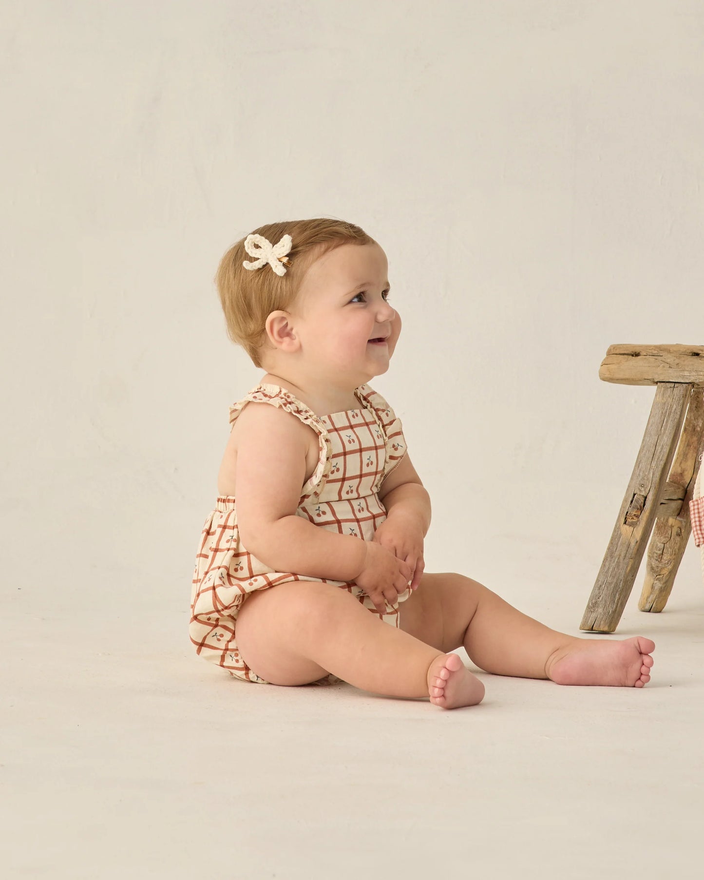 Chiara Romper in Cherry Check - Doodlebug's Children's Boutique