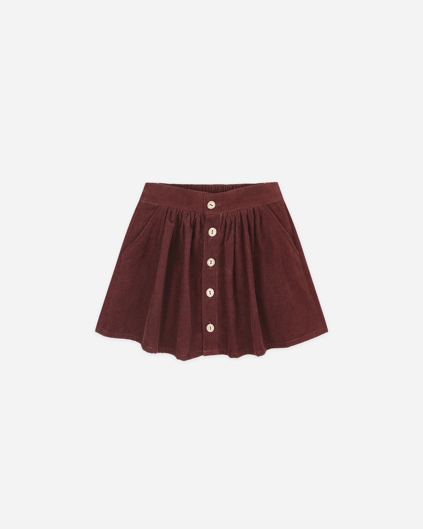 Button Front Mini Skirt in Burgundy - Doodlebug's Children's Boutique