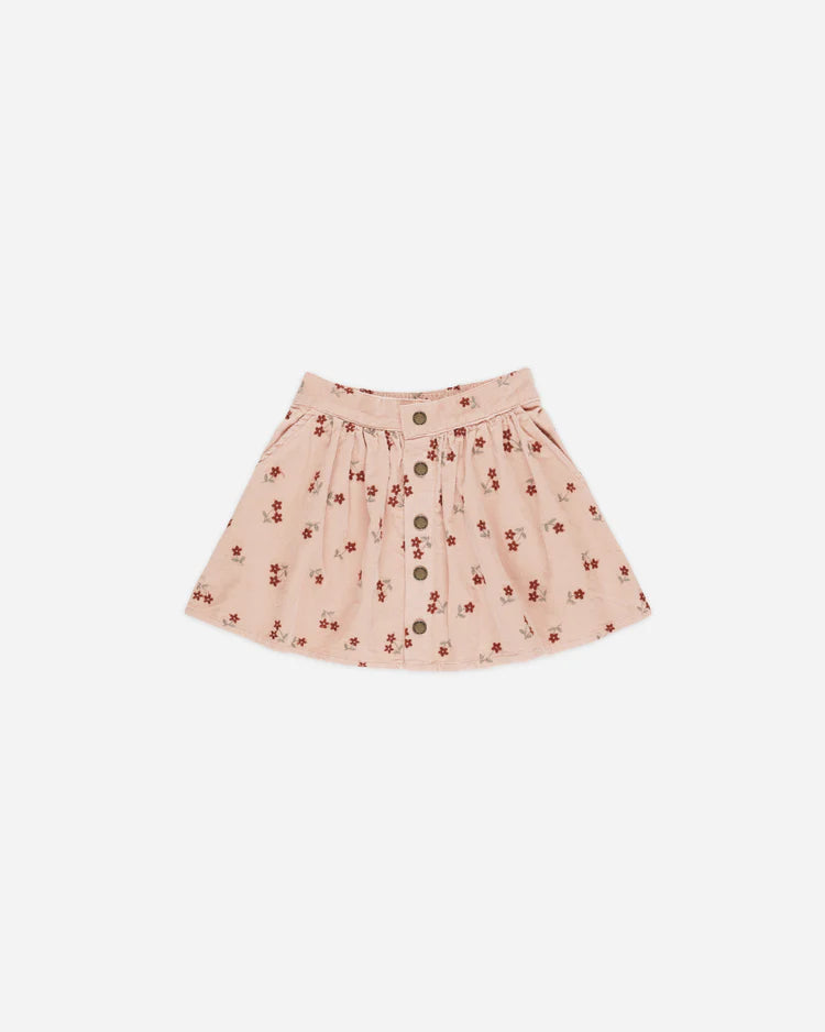 Button Front Mini Skirt in Blossom Embroidery  - Doodlebug's Children's Boutique