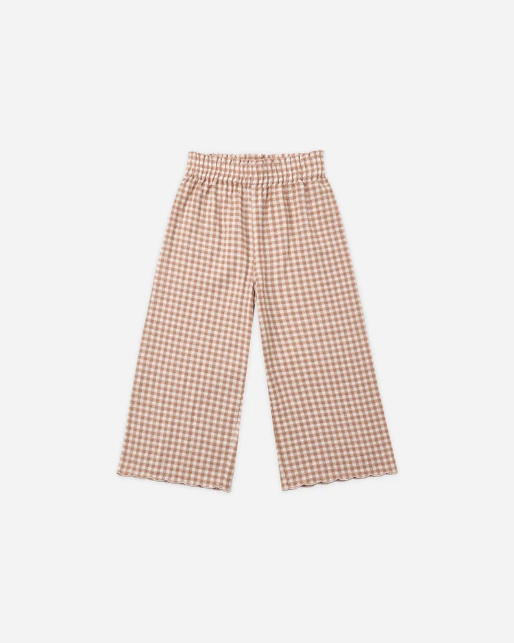 Wide Leg Pants in Fawn Gingham