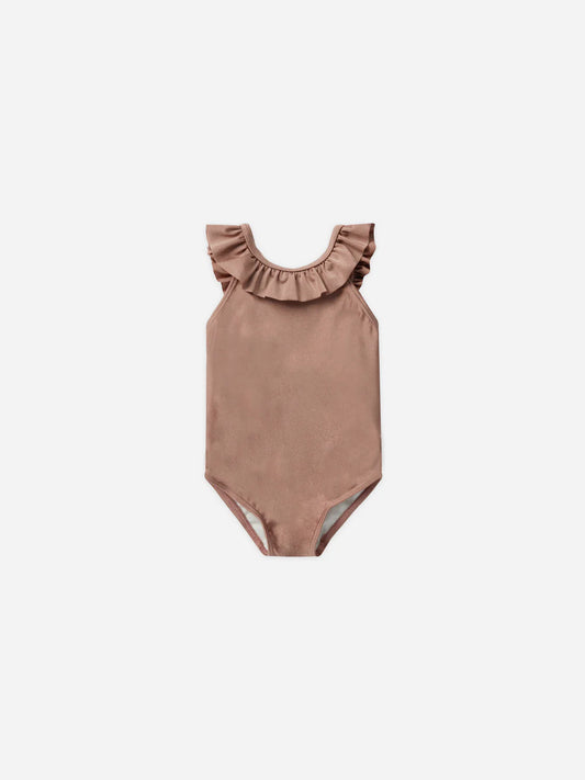 Arielle One-Piece in Mulberry Shimmer  - Doodlebug's Children's Boutique