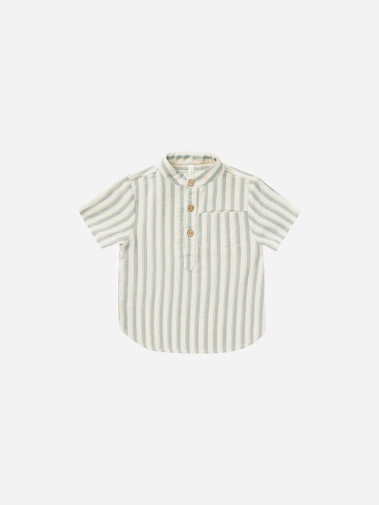 Mason Shirt in Ocean Stripe  - Doodlebug's Children's Boutique