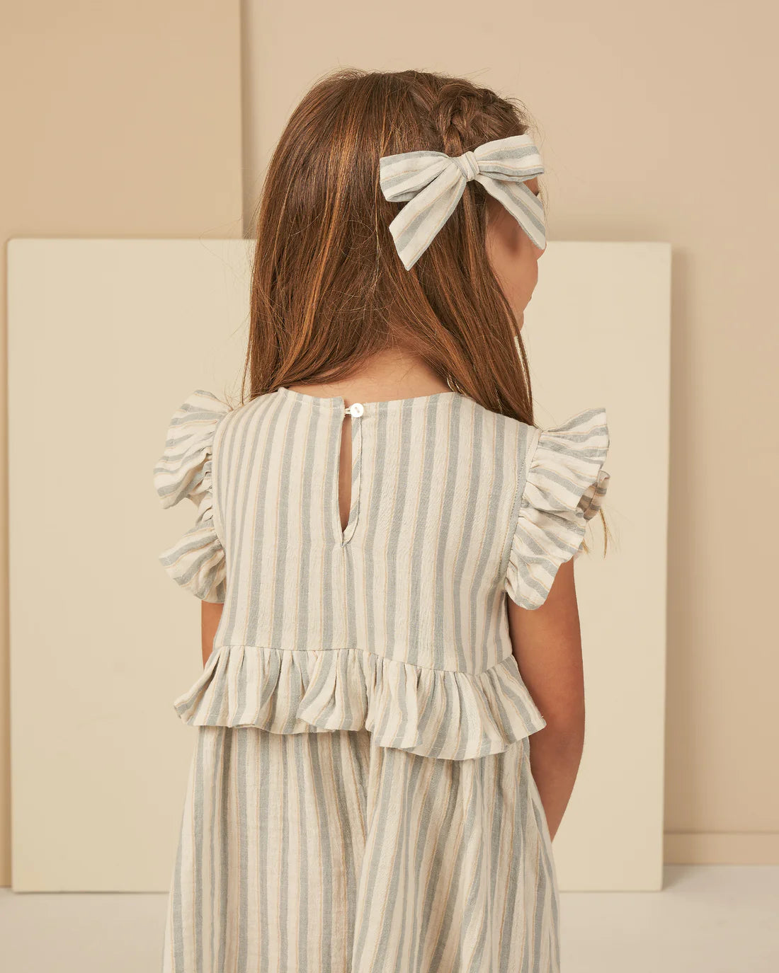 Hair Bow in Ocean Stripe  - Doodlebug's Children's Boutique