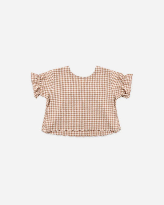 Francie Blouse in Fawn Gingham - Doodlebug's Children's Boutique