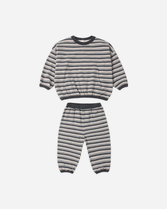 Relaxed Set in Blue Stripe - Doodlebug's Children's Boutique