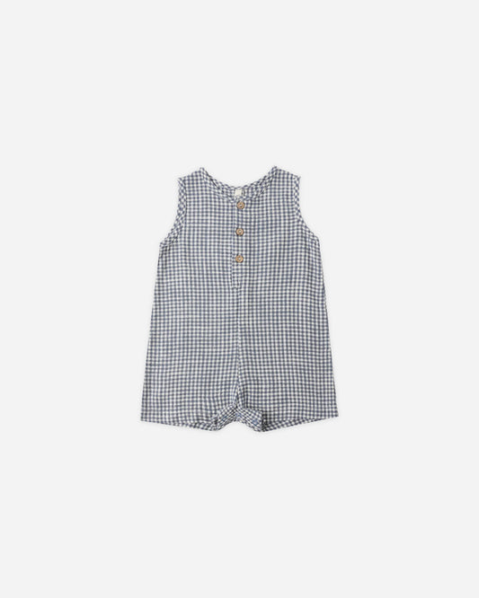 Mavrick Romper in Marine Gingham
