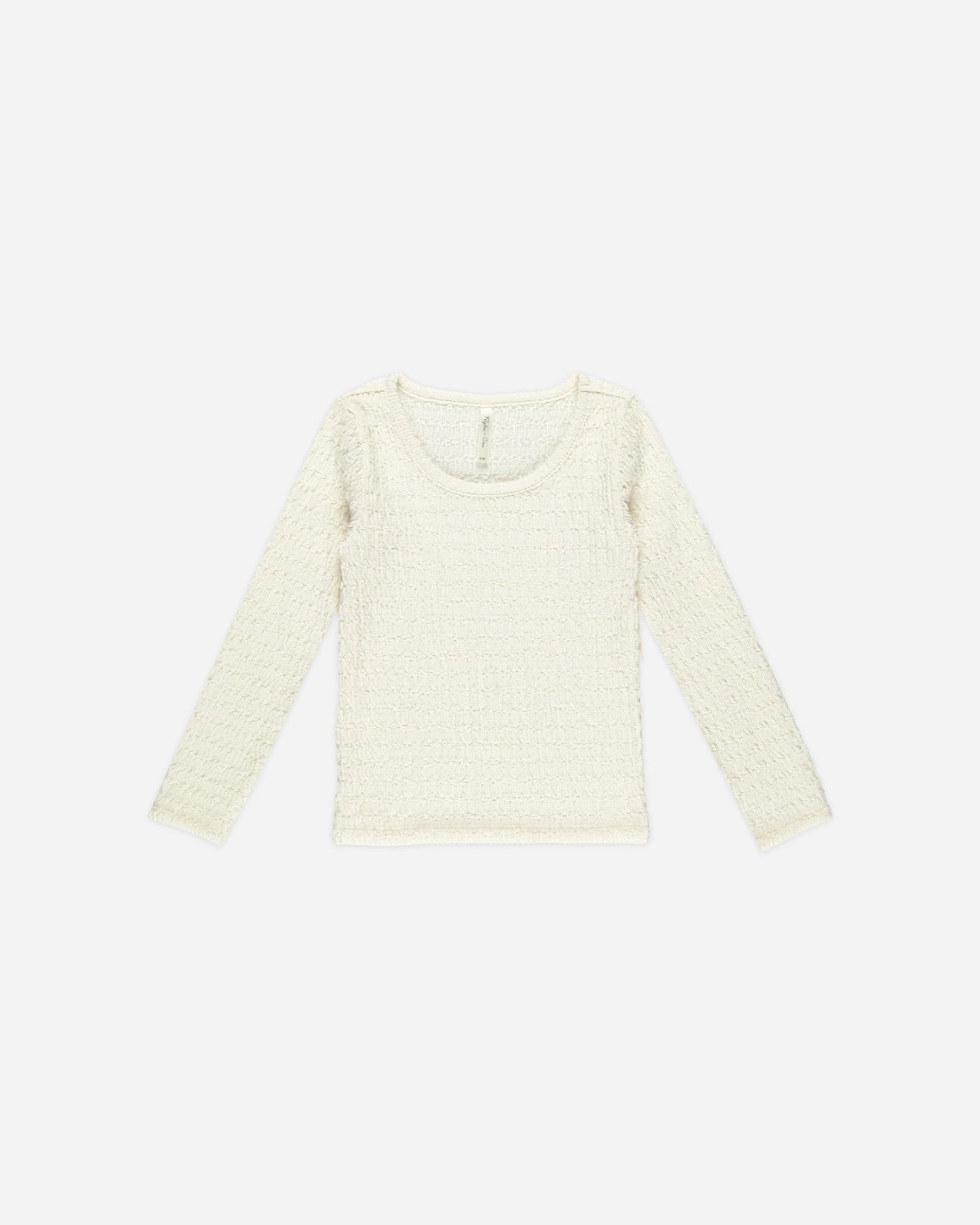 Textured Long Sleeve Top in Ivory  - Doodlebug's Children's Boutique