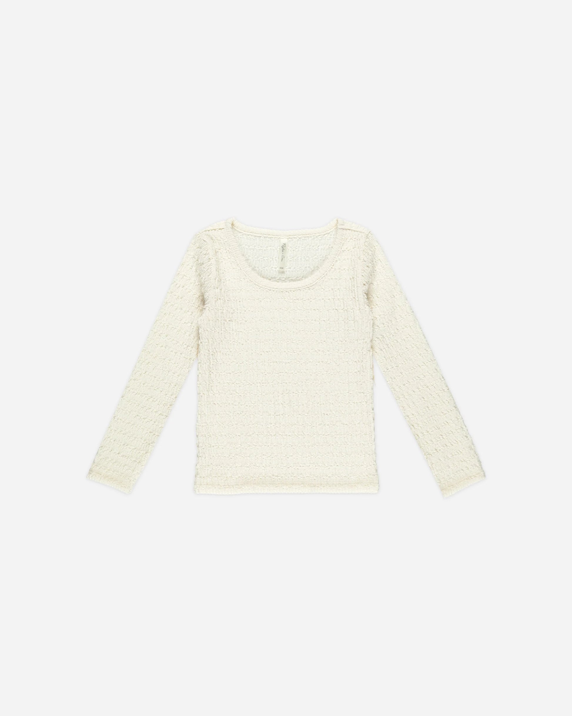 Textured Long Sleeve Top in Ivory  - Doodlebug's Children's Boutique