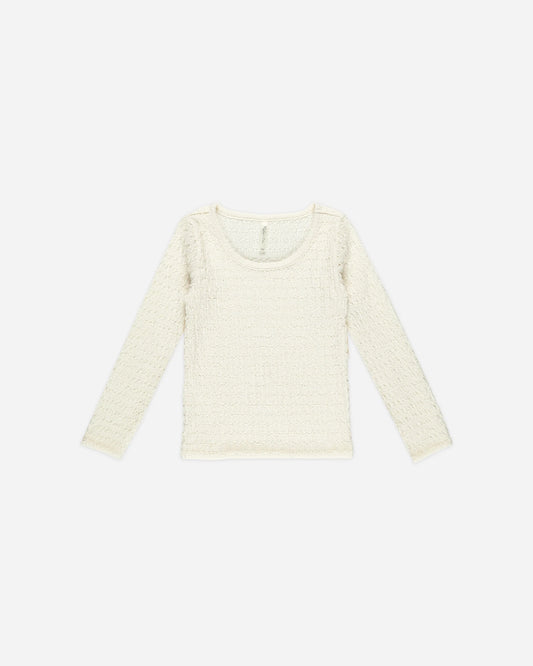 Textured Long Sleeve Top in Ivory  - Doodlebug's Children's Boutique