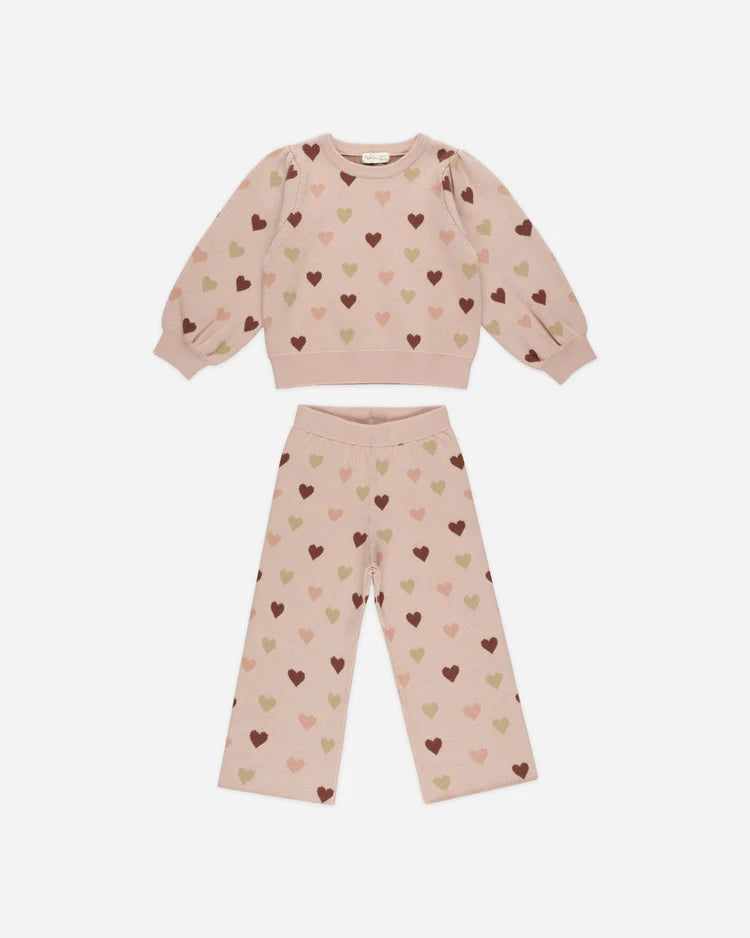 Jacquard Knit Set in Hearts  - Doodlebug's Children's Boutique