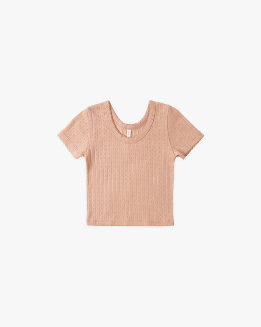 Pointelle Tee in Melon - Doodlebug's Children's Boutique