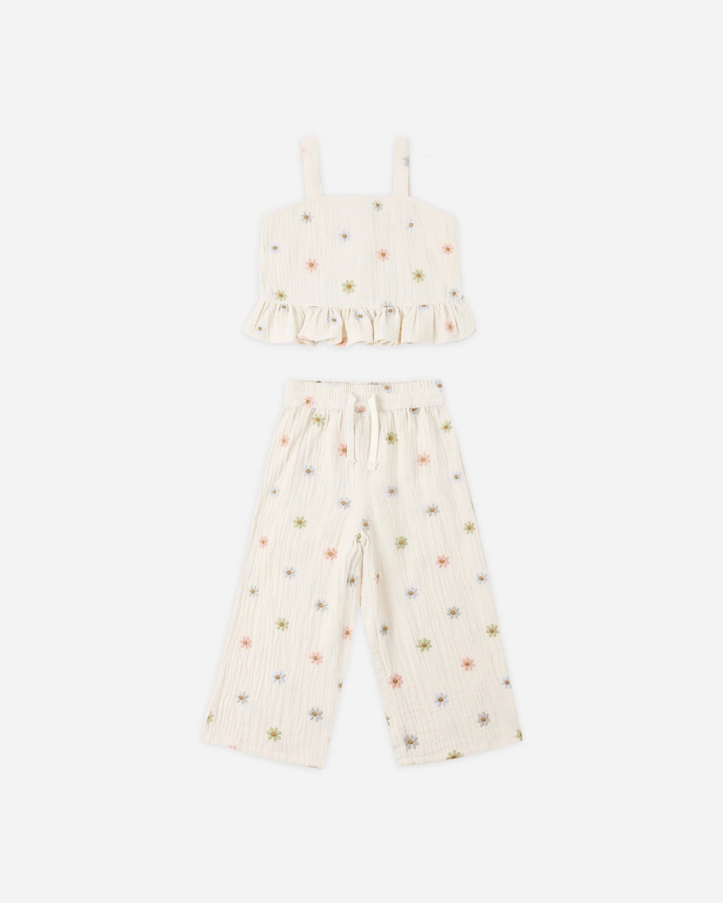 Kayli Set in Embroidered Daisies - Doodlebug's Children's Boutique