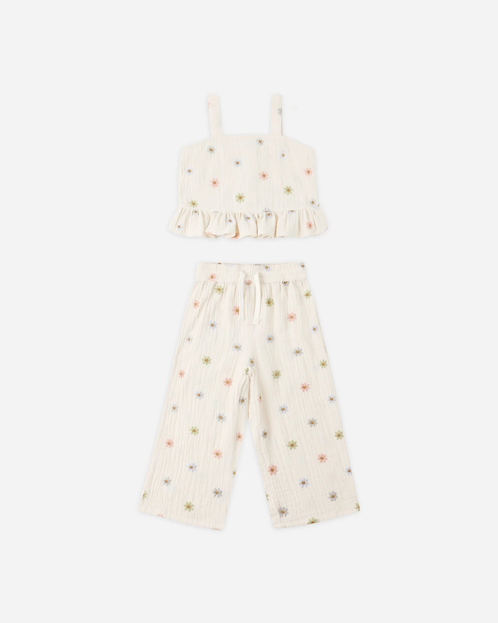 Kayli Set in Embroidered Daisies - Doodlebug's Children's Boutique