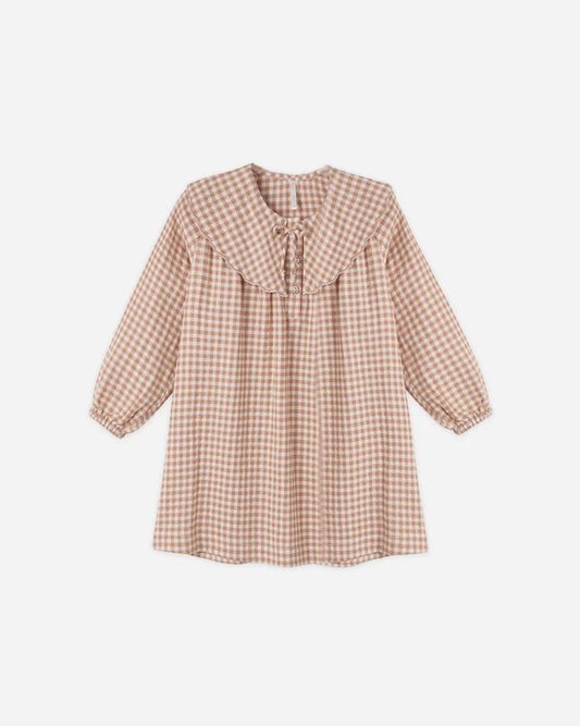 Collette Mini Dress in Fawn Gingham - Doodlebug's Children's Boutique