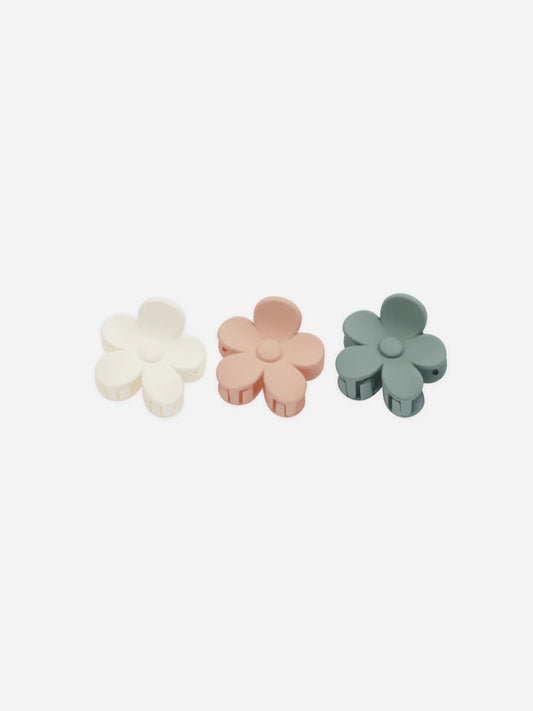 Flower Clip Set in Aqua, Ivory, Blush  - Doodlebug's Children's Boutique