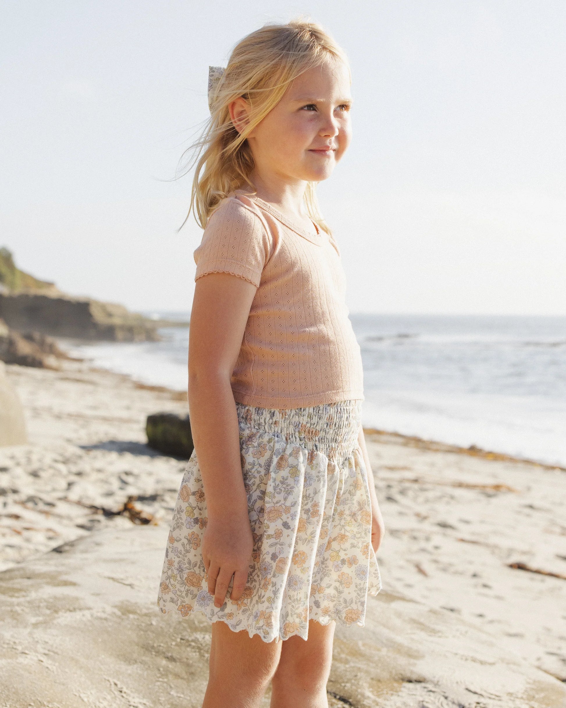 Pointelle Tee in Melon - Doodlebug's Children's Boutique