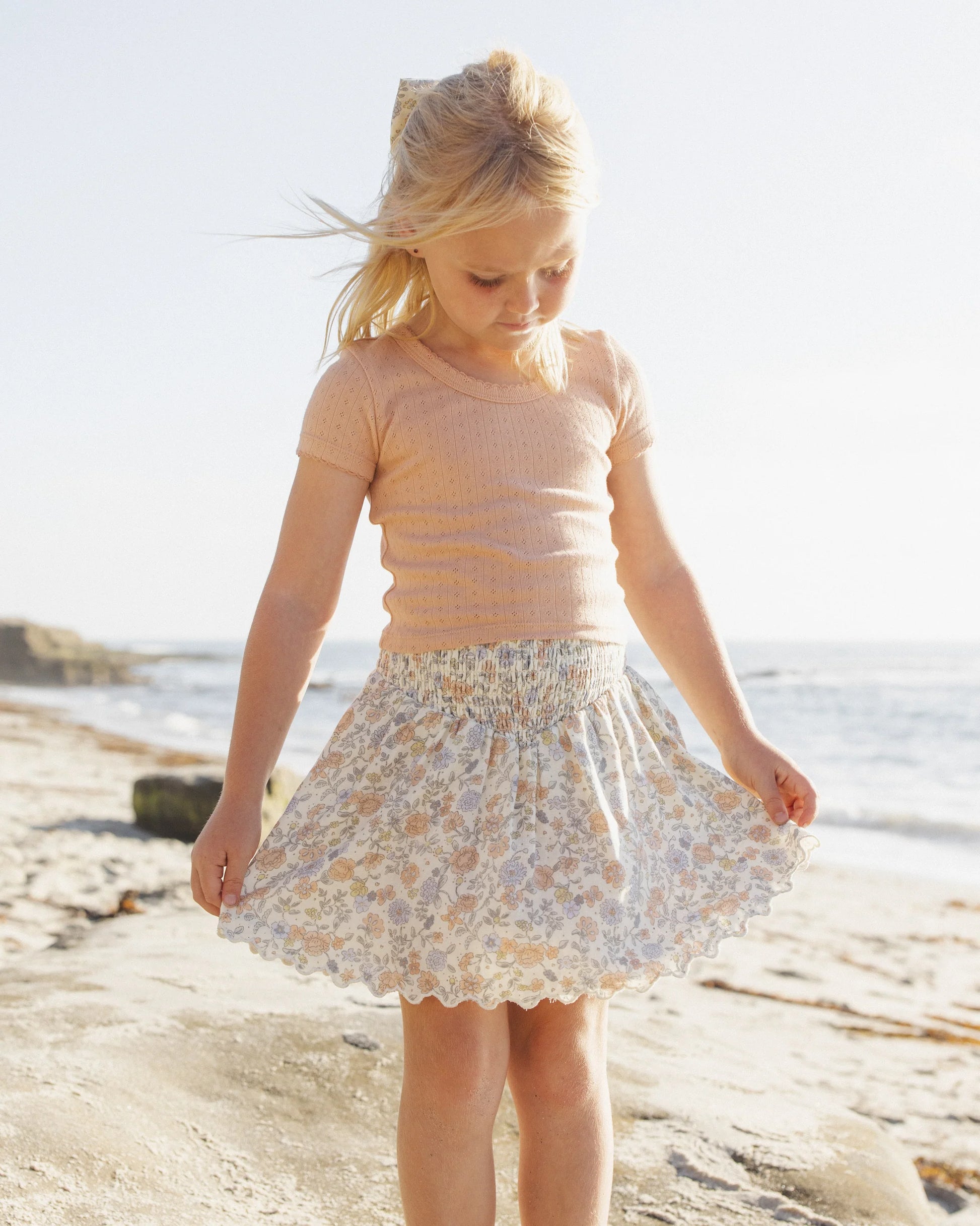 Pointelle Tee in Melon - Doodlebug's Children's Boutique