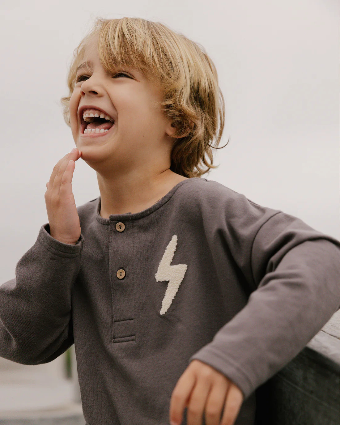 Henley Sweatshirt in Bolt  - Doodlebug's Children's Boutique