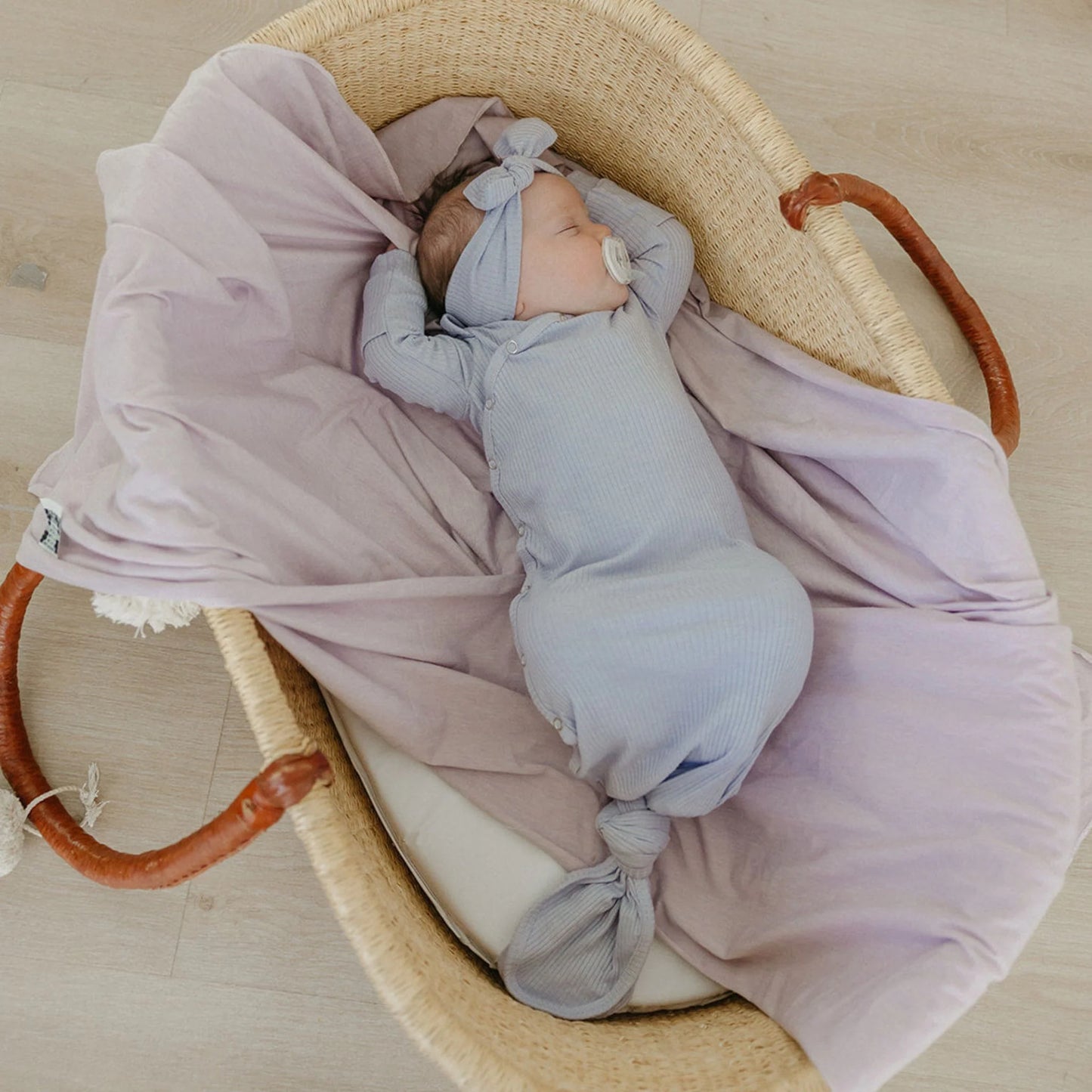 Periwinkle Rib Knit Knotted Gown - Doodlebug's Children's Boutique
