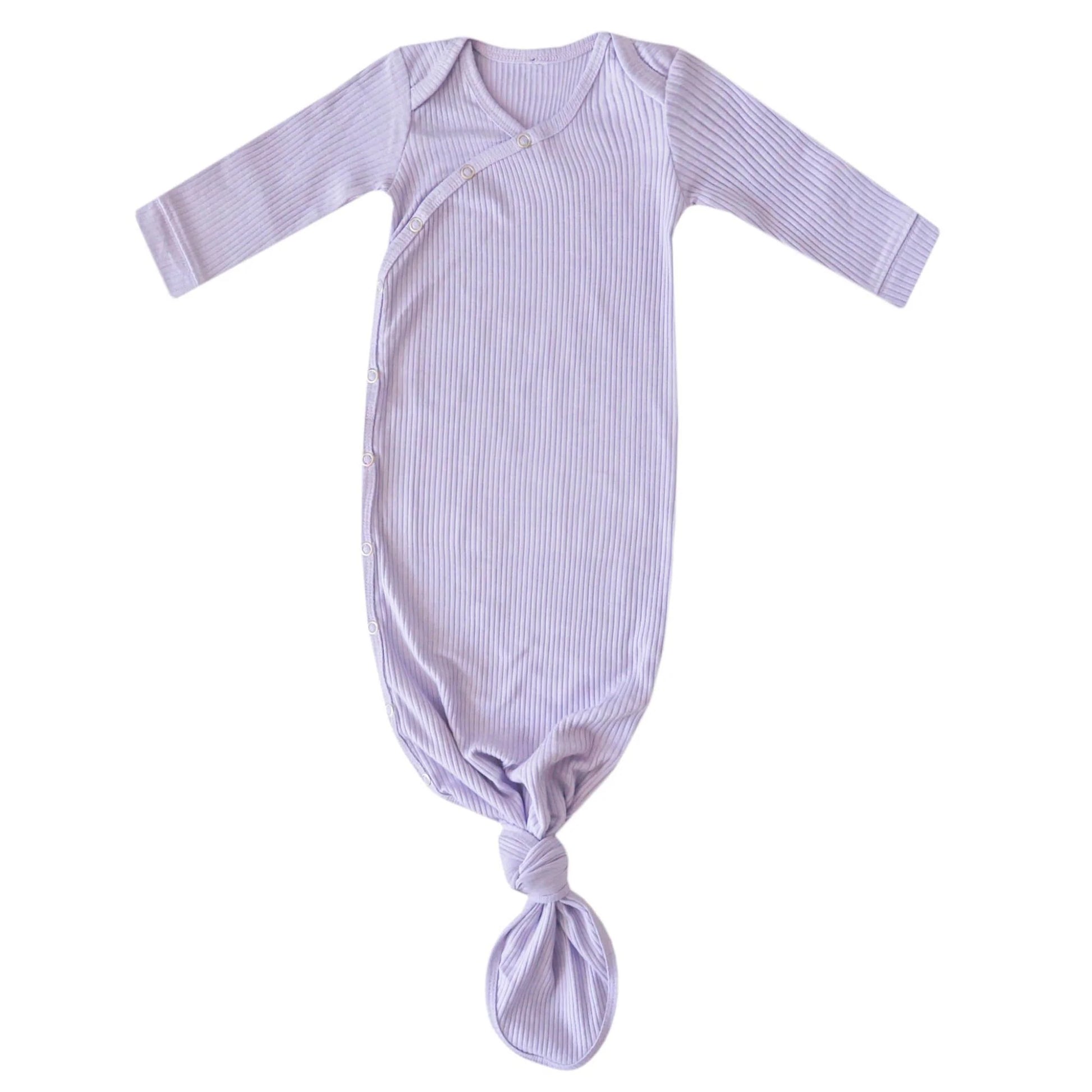 Periwinkle Rib Knit Knotted Gown - Doodlebug's Children's Boutique