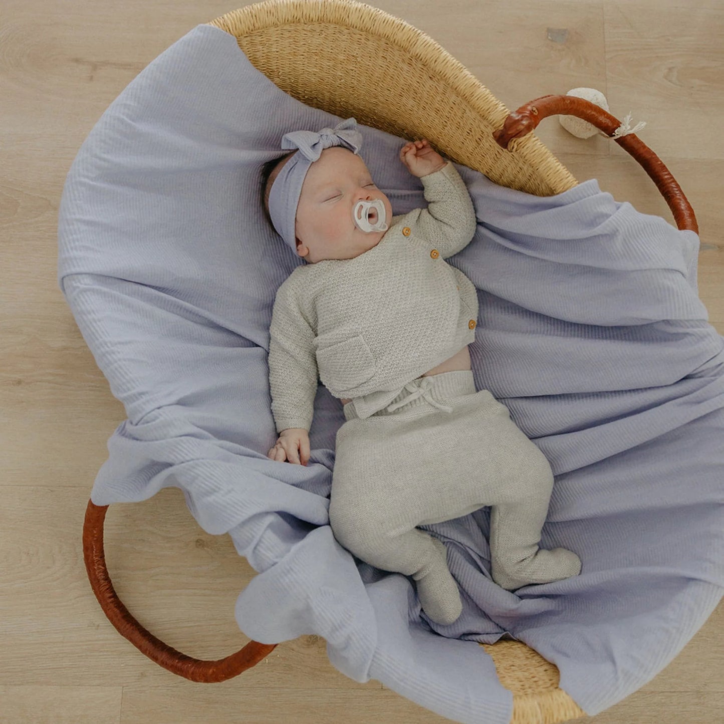 Periwinkle Rib Knit Swaddle Blanket - Doodlebug's Children's Boutique
