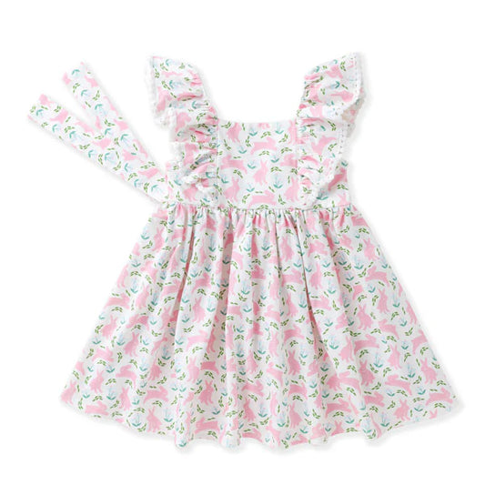Bunny Pom Pinafore Dress