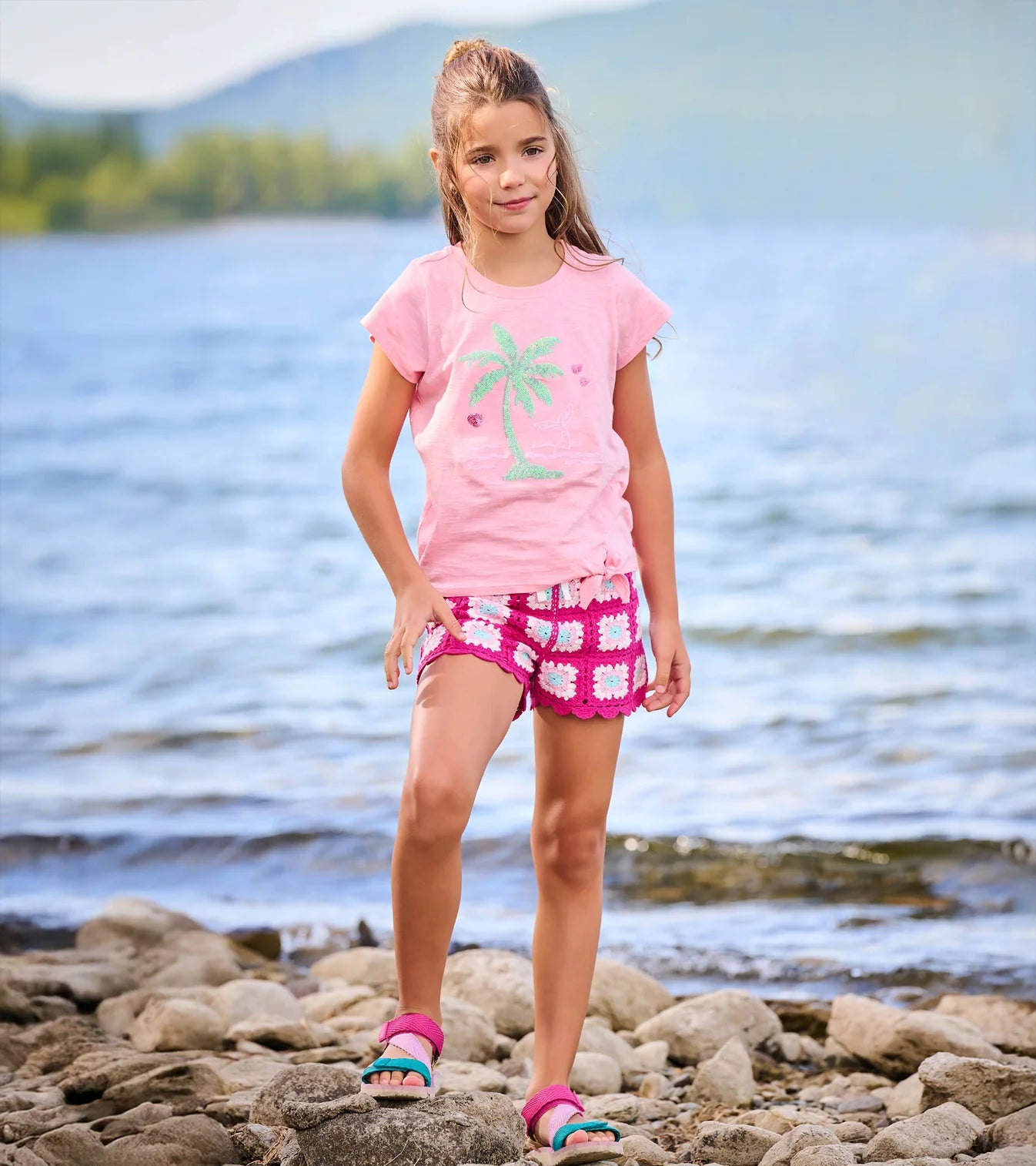 Summer Palm Tie Front T-Shirt - Doodlebug's Children's Boutique