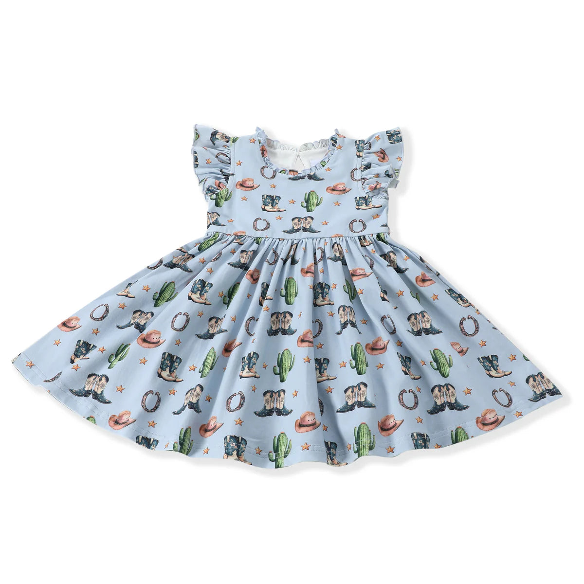 Rodeo Boots Flutter Dress  - Doodlebug's Children's Boutique