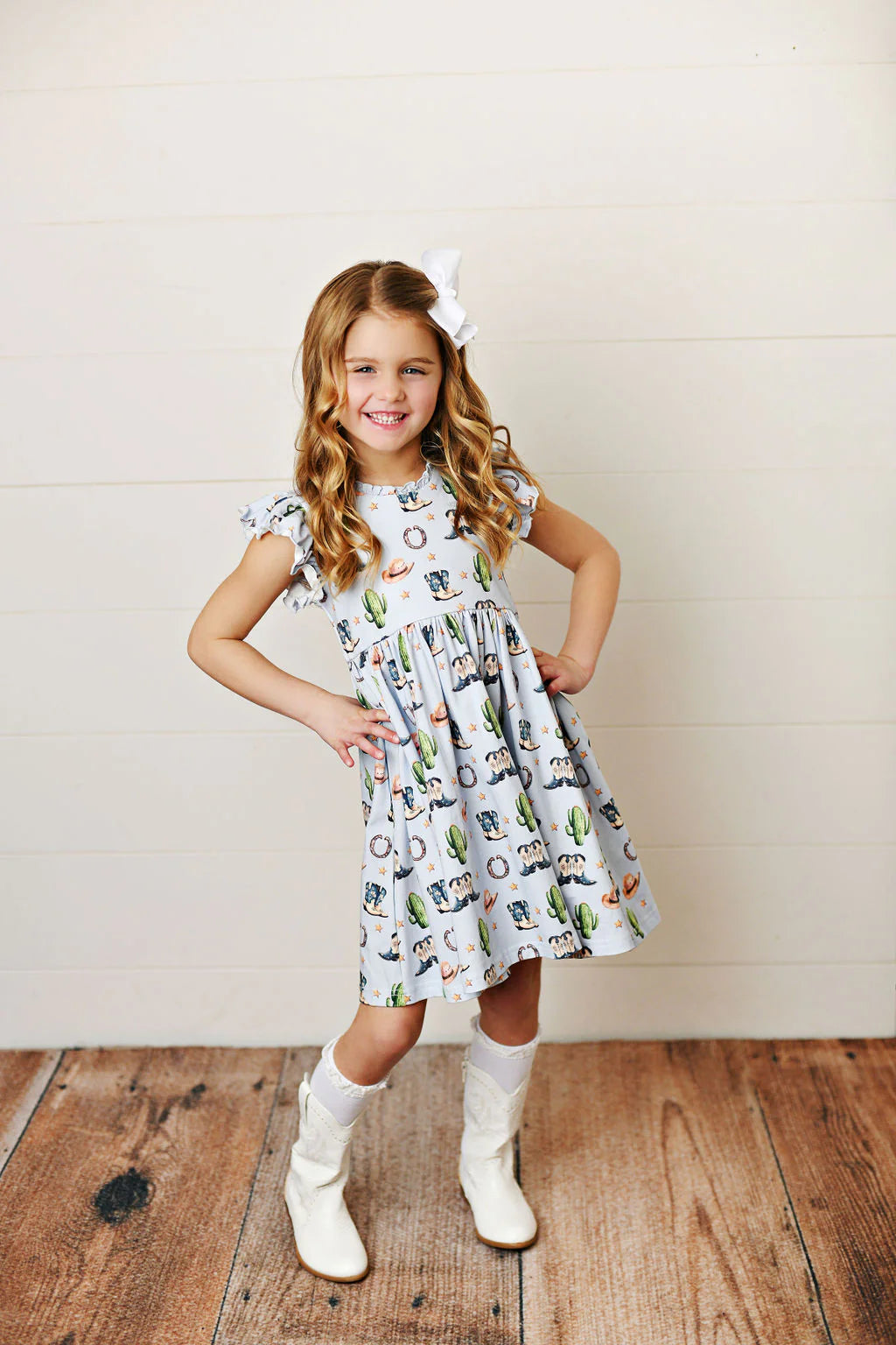 Rodeo Boots Flutter Dress  - Doodlebug's Children's Boutique