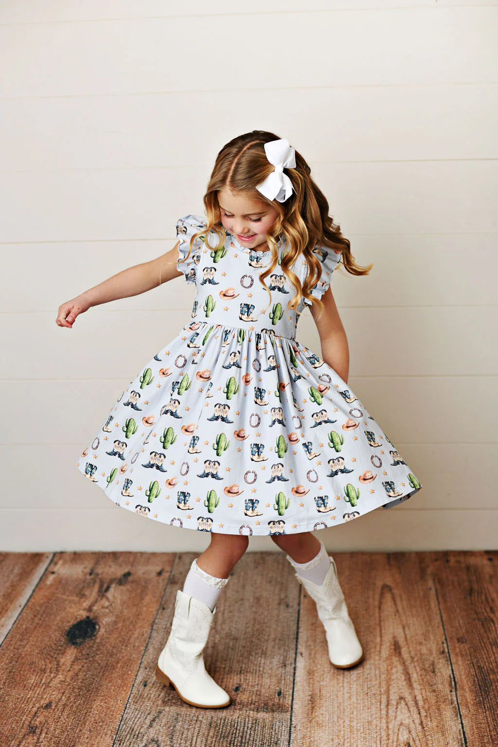 Rodeo Boots Flutter Dress  - Doodlebug's Children's Boutique