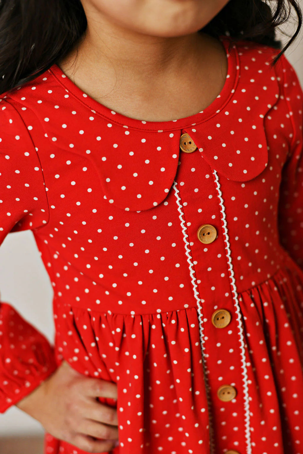 Red Dottie Picot Trim Dress  - Doodlebug's Children's Boutique