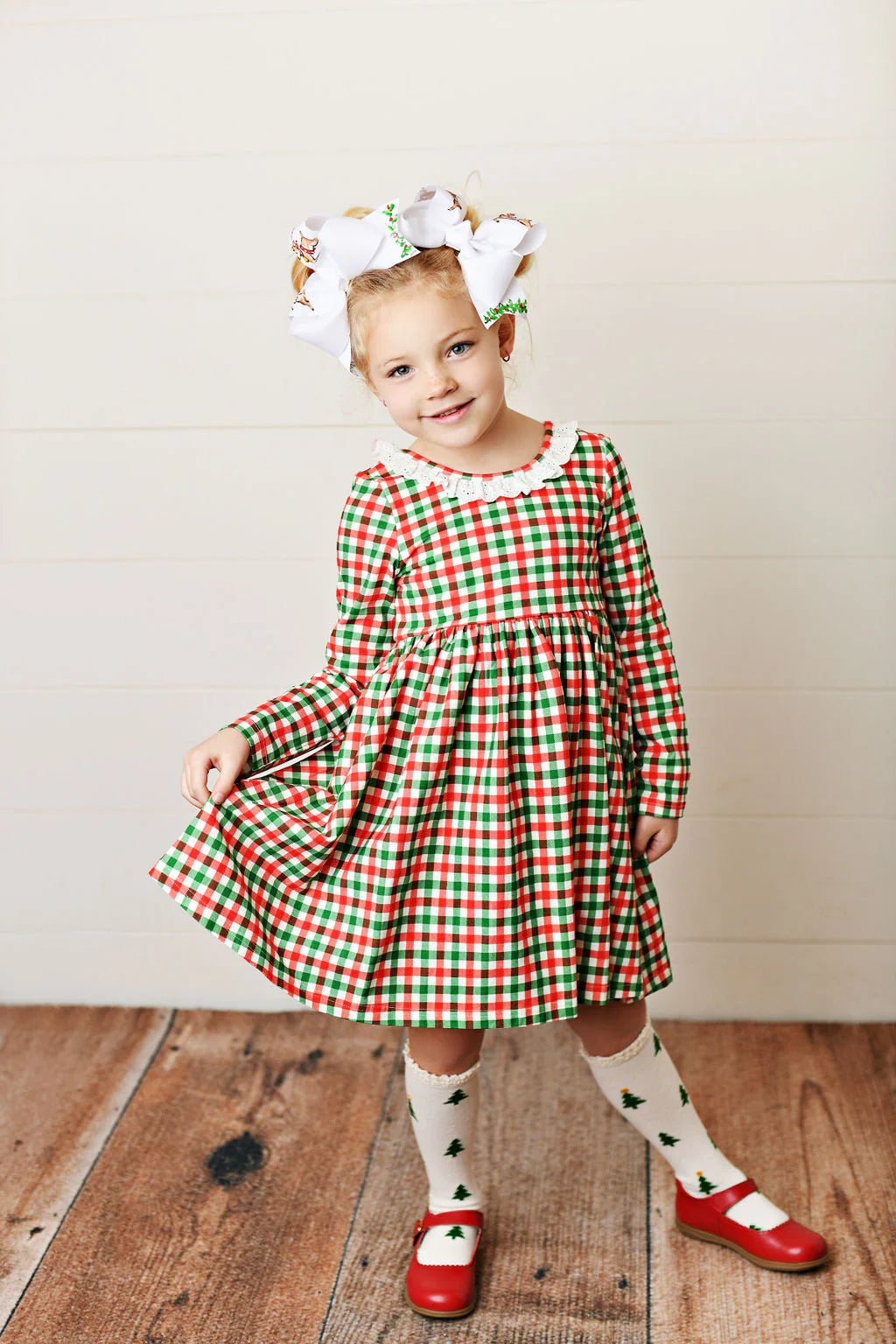 Holiday Gingham Twirl Dress  - Doodlebug's Children's Boutique