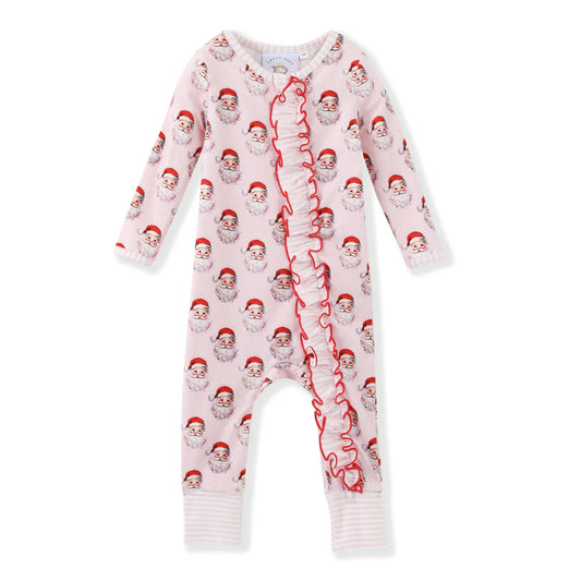 Santa Baby Pink Butterknit Zip-Up Layette  - Doodlebug's Children's Boutique