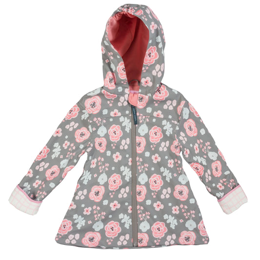 Charcoal Floral Rain Coat  - Doodlebug's Children's Boutique