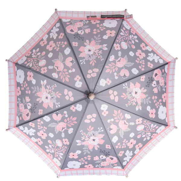 Charcoal Floral Umbrella  - Doodlebug's Children's Boutique