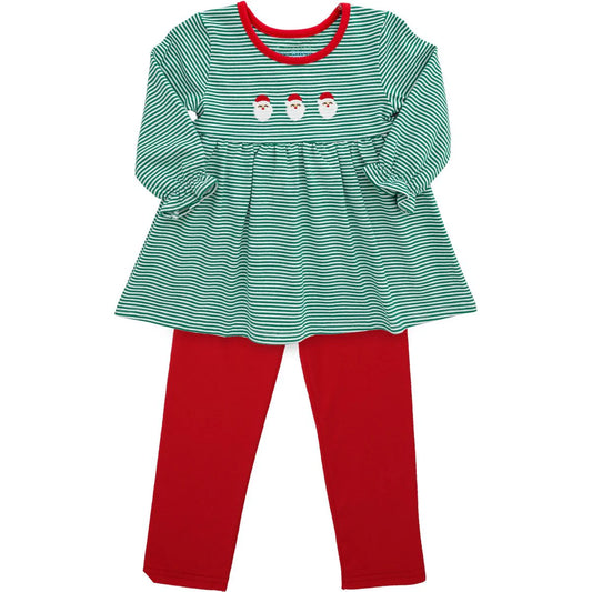 Green Stripe Santa Ruffle Pants Set - Doodlebug's Children's Boutique