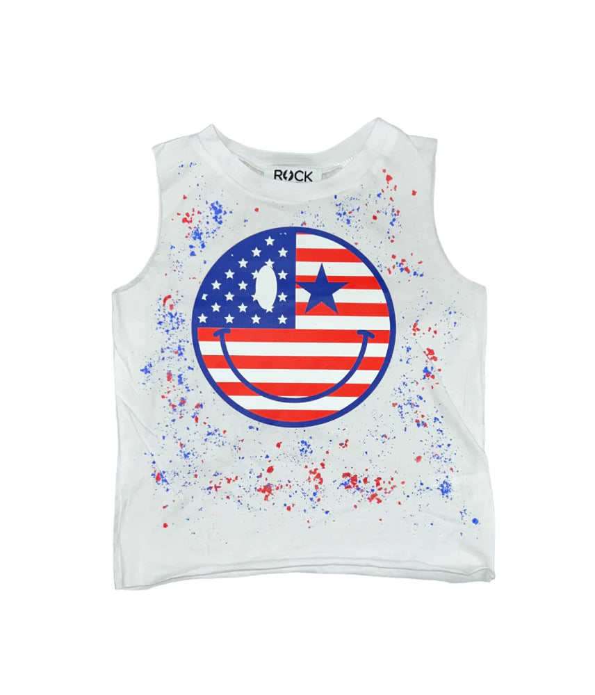 Smiley Splatter USA Tank  - Doodlebug's Children's Boutique