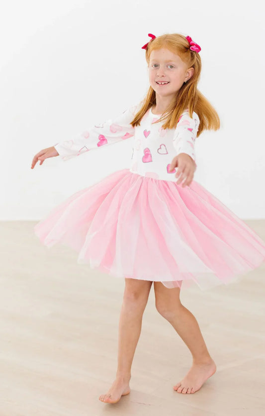 Valentine's Wishes Long Sleeve Tutu Dress