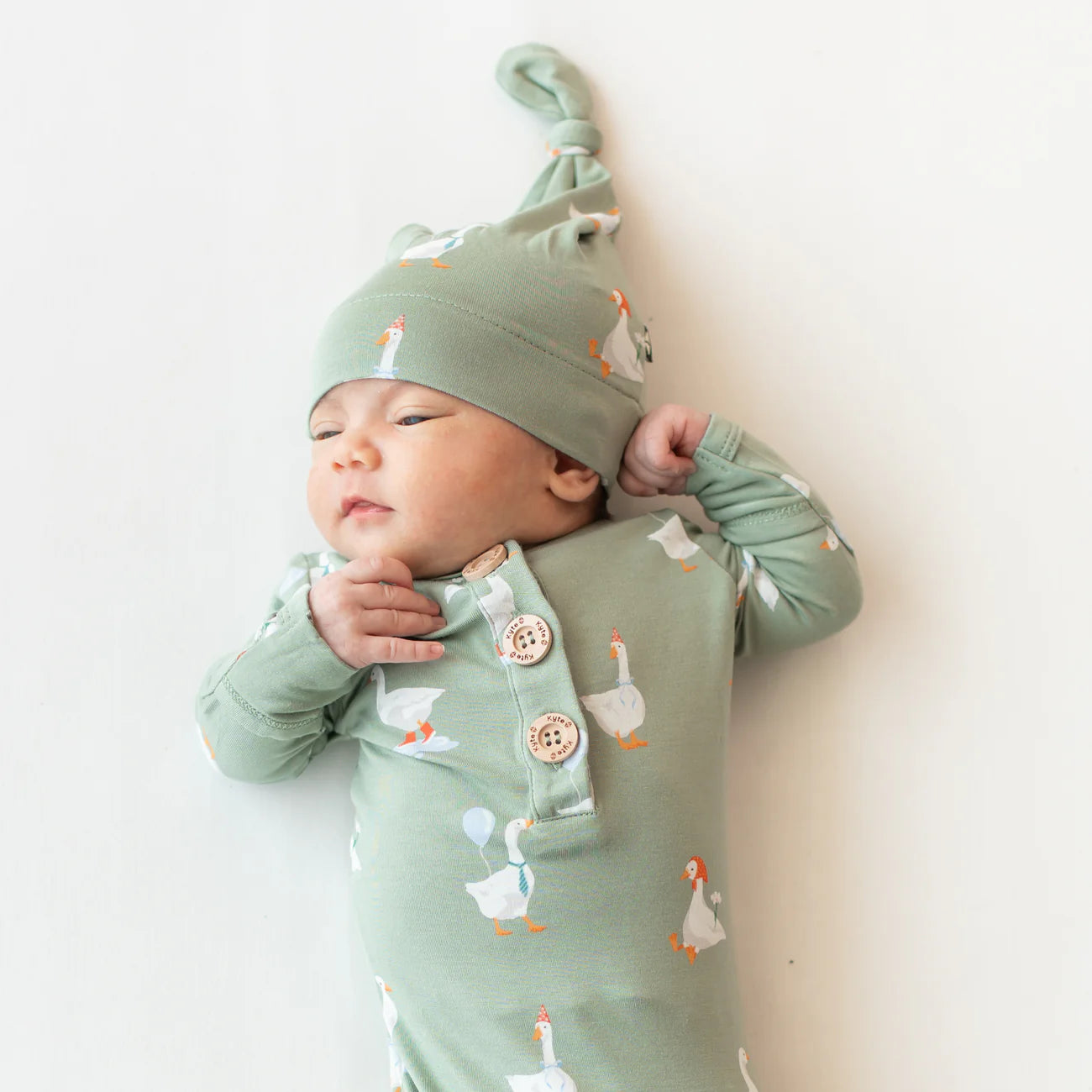 Knotted Gown with Hat Set in Silly Goose - Doodlebug's Children's Boutique