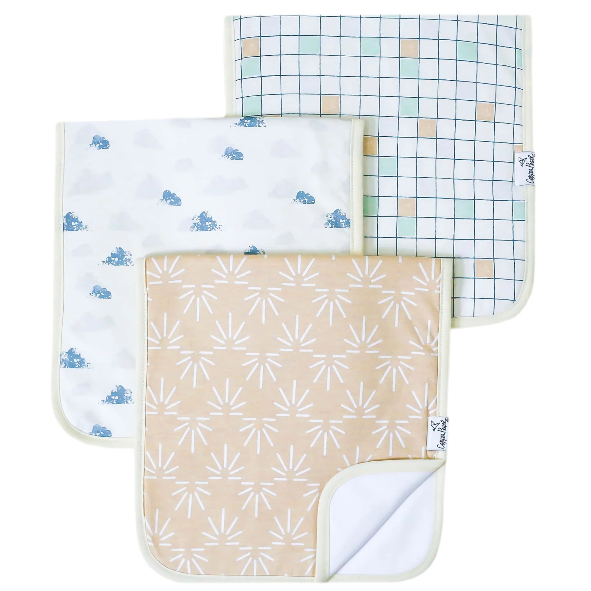 Sol 3 Pack Burp Cloths  - Doodlebug's Children's Boutique