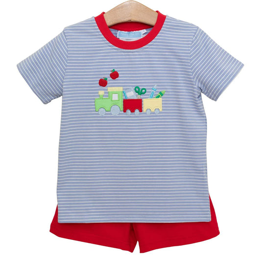 School Supplies Train Short Set - Doodlebug's Children's Boutique