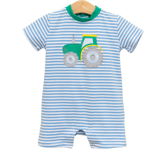 Tractor Time Romper - Doodlebug's Children's Boutique