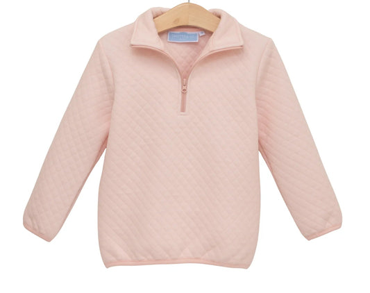Light Pink 1/4 Zip Quilted Pullover