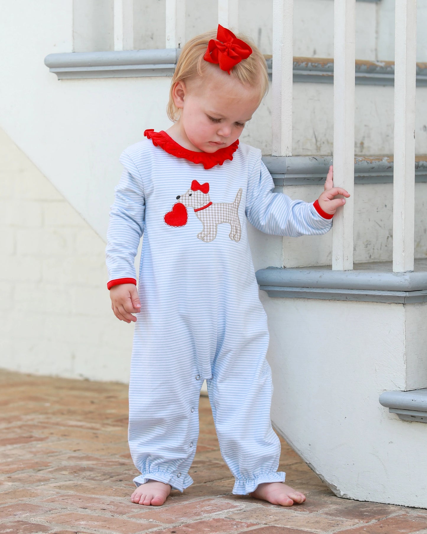 Puppy Love Ruffle Romper - Doodlebug's Children's Boutique