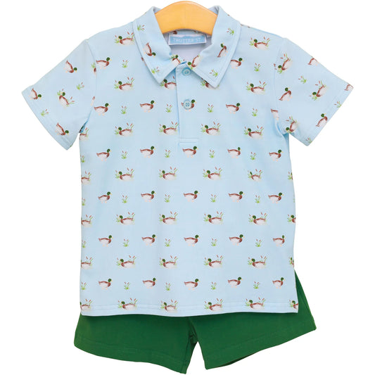 Ducks in a Row Polo Short Set - Doodlebug's Children's Boutique