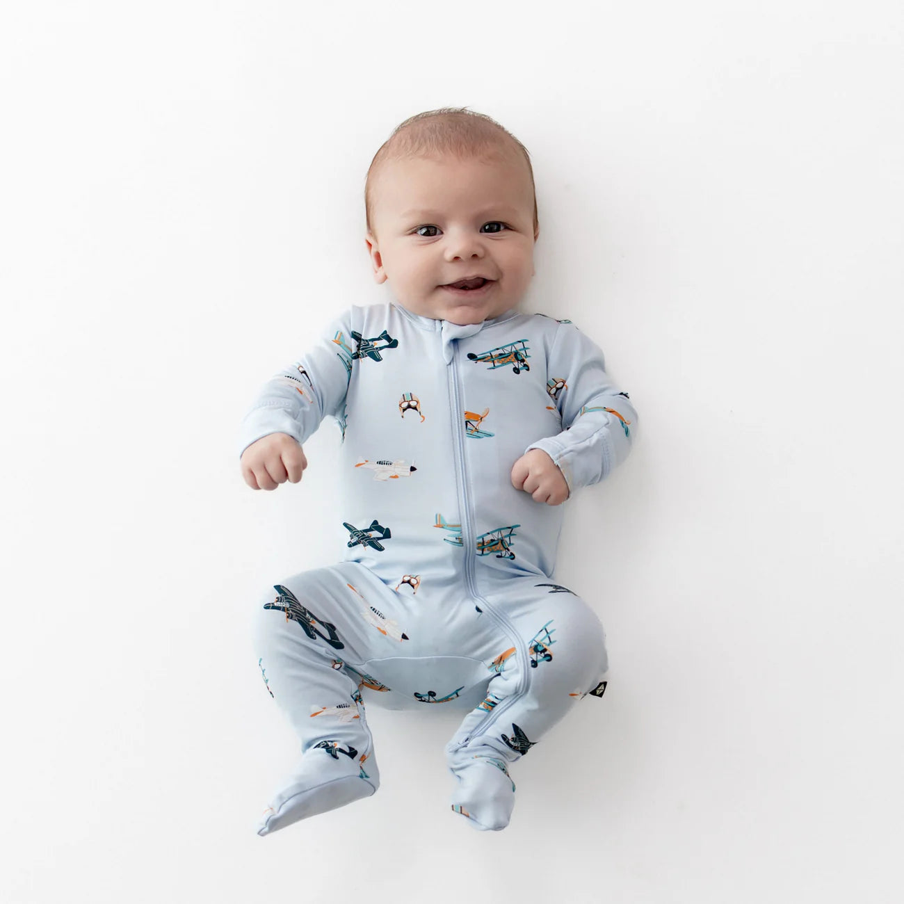 Zippered Footie in Take Off - Doodlebug's Children's Boutique
