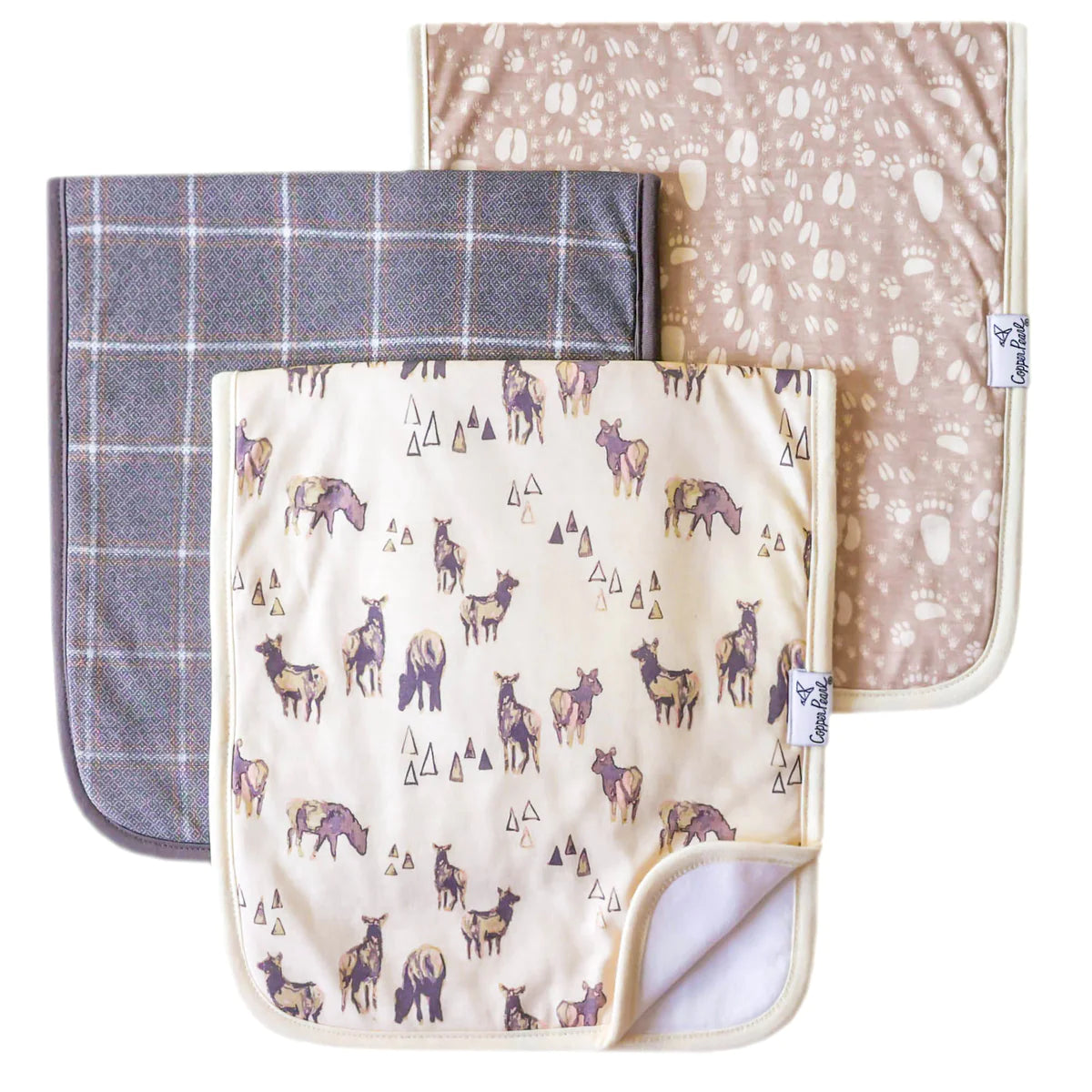 Timber 3 Pack Burp Cloths  - Doodlebug's Children's Boutique