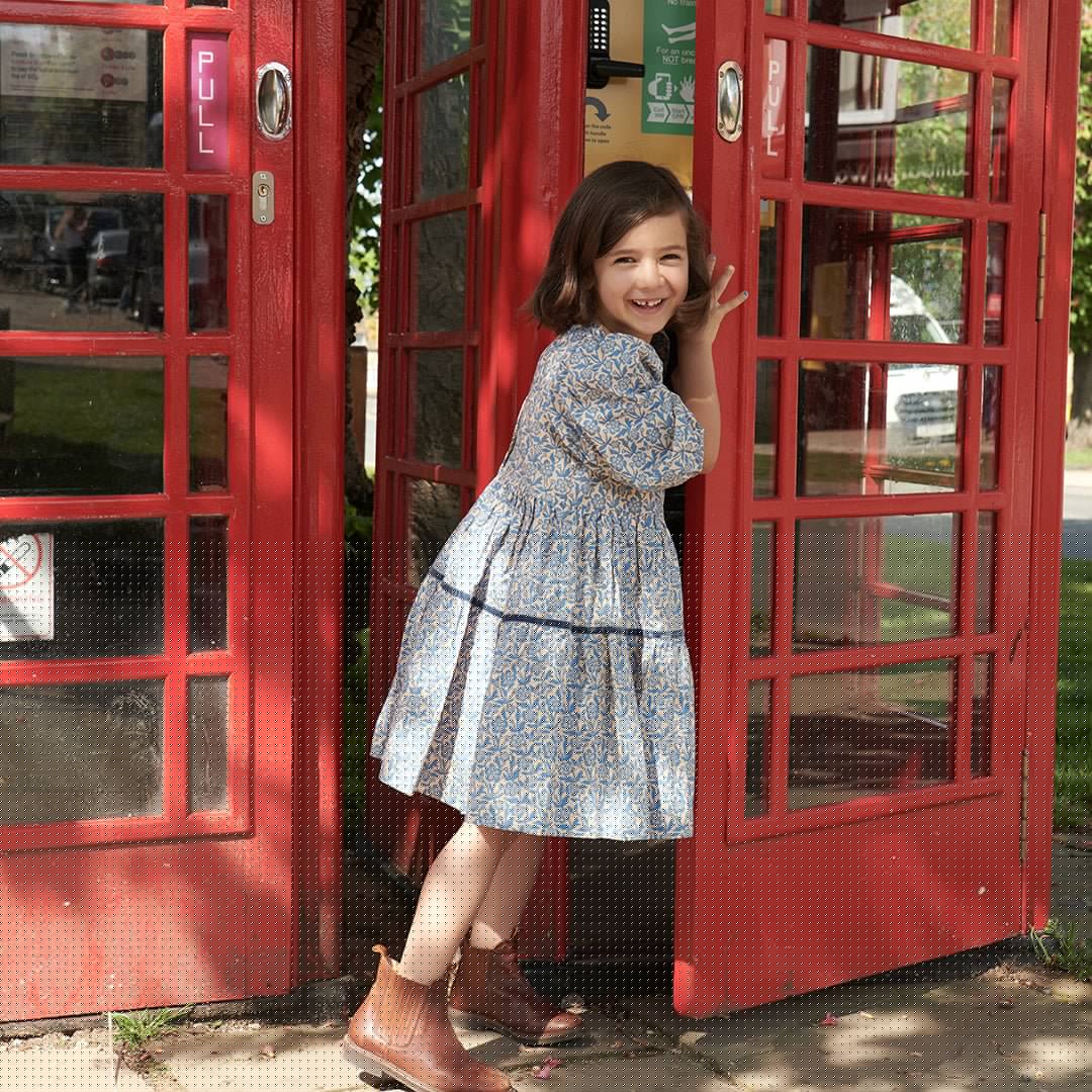 Maribelle Dress in Blue Climbing Floral - Doodlebug's Children's Boutique