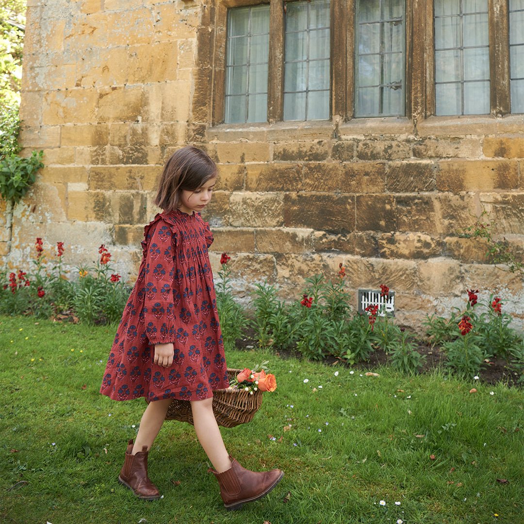Jaipur Dress in Red Autumn Strawflower - Doodlebug's Children's Boutique